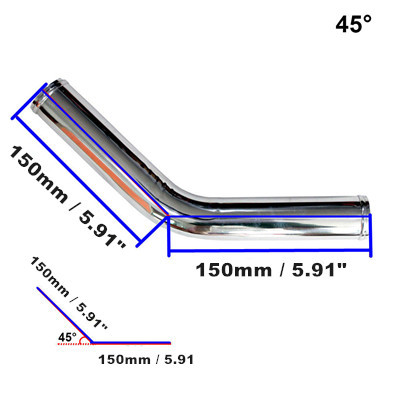 45 Degree Aluminum Elbow Air Intake Tube Intercooler Pipe Polished Finish