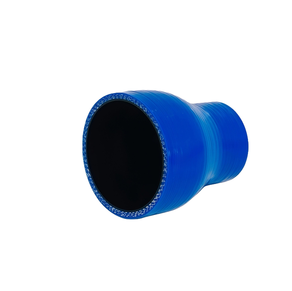 Blue 38mm to 45mm AotoKoop silicone reducer hose 4-ply installed view