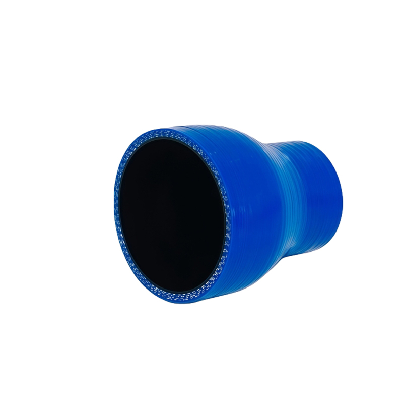 Blue 38mm to 45mm AotoKoop silicone reducer hose 4-ply installed view