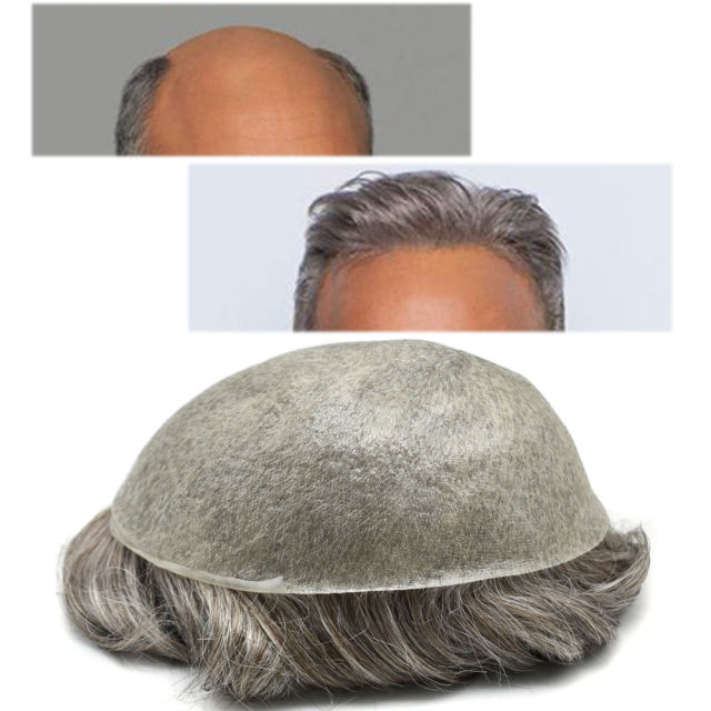 LyricalHair Mens Toupee Non Surgical  0.06mm Ultra Thin Skin Men's Hair System Undetectable V-Looped Mens Toupee Scalp-like Men's Hairpiece Best Selling in North America For Men