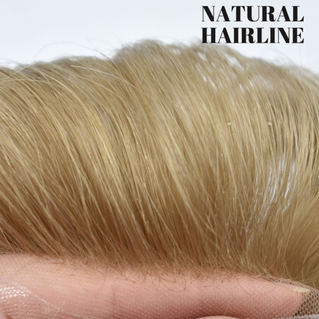 LyricalHair French Lace Two Colors Mens Toupee Breathable Natural Hairpiece Clear Poly At Sides And Back Toupee For Men Hair Replacement System BX2-1