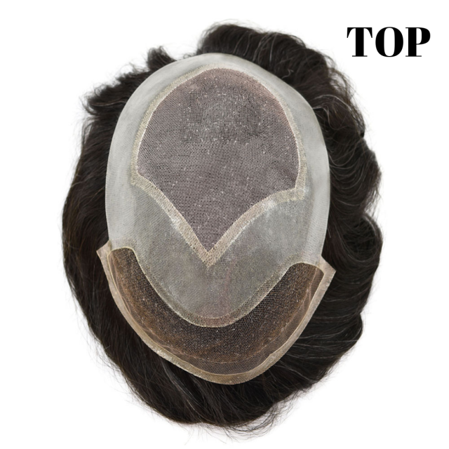 LYRICAL HAIR System for Men PU Around French Lace Front Toupee For Men Monofilament Hairpiece Natural Hairline Bleached Knots