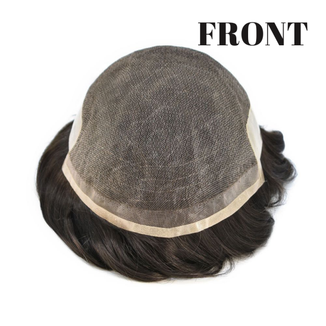 LYRICAL HAIR Durable Icon Fine Welded Mono Men's Toupee T-17 Natural Lace Front Invisible Knot Hairpiece 32mm Slight Wave Indian Hairpiece