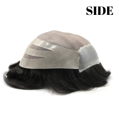 LyricalHair Non-Surgical Permanent Mono Lace Mens Human Hair Toupee System Realistic Bonded PU Easy Tape Base Mens Real Natural Top Hair Piece OSCAR