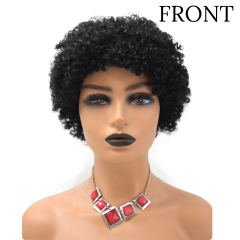 Afro Kinky Curly Wigs with Bangs for Black Women Natural Short Soft Human Hair  (JMH 0347)