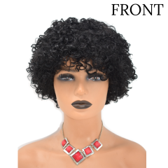 None lace Afro Curly Kinky Wigs with Bangs for Black Women Natural Short Soft 100% Human Hair  (JMM 0173)