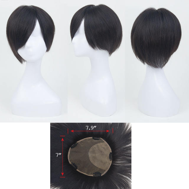 LyricalHair 18x20CM 100% Human Hair Topper With Bangs Middle Part Straight Hairpiece Mono Base Crown Topper Hair Patch A6
