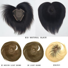 LyricalHair 16x16CM Ladies Human Hair Topper With Bangs Mono Base Crown Topper Clip-In Women's Hairpieces To Cover Up Thinning Hair A5