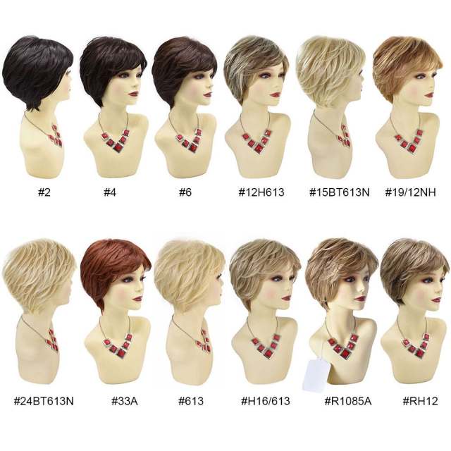 Pixie Cut Wigs Short Stylish Fluffy Layered Wigs Replacement Wigs with Side Bangs Breathable and Comfortable Women's Hair System. #R1085A