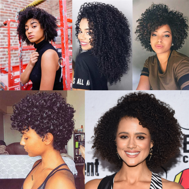 Afro Kinky Curly Wigs with Bangs for Black Women Natural Short Soft Human Hair  (JMH 0347)