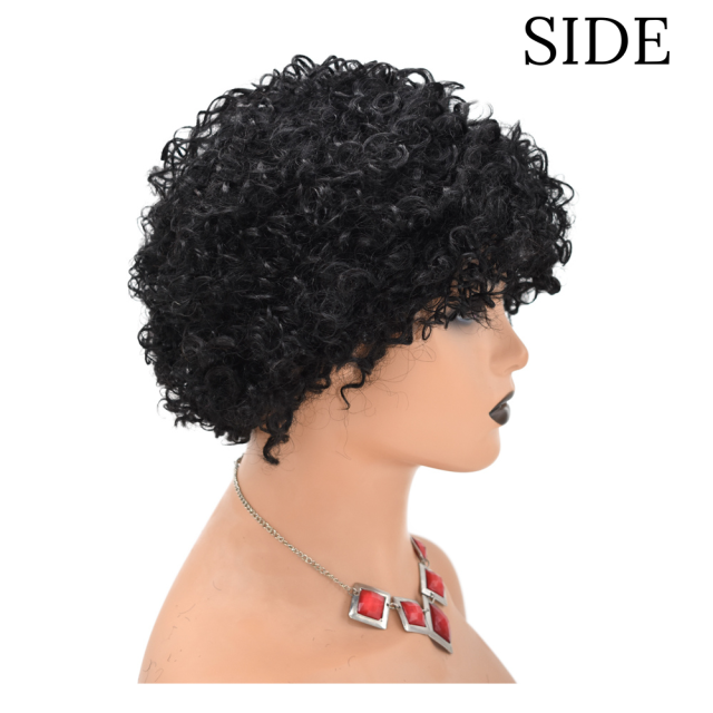 None lace Afro Curly Kinky Wigs with Bangs for Black Women Natural Short Soft 100% Human Hair  (JMM 0173)