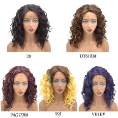 Curly Wigs For Black Women Lace Front High Temperature Synthetic Fiber Wigs For Black Women Afro-American Body Wave Texture 20 Inches Medium Density