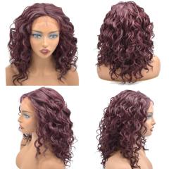 Curly Wigs For Black Women Lace Front High Temperature Synthetic Fiber Wigs For Black Women Afro-American Body Wave Texture 20 Inches Medium Density