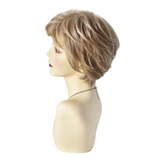 Pixie Cut Wigs Short Stylish Fluffy Layered Wigs Replacement Wigs with Side Bangs Breathable and Comfortable Women's Hair System. #R1085A