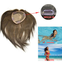 LyricalHair 11x13CM Straight Cover Up Hairpiece 100% Human Hair Topper  Middle Part Clip In On Hair Best Hair Loss And Thinning Hair Solution A3