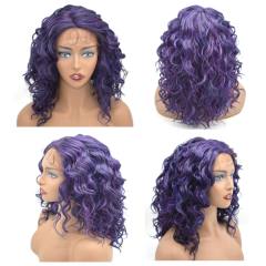 Curly Wigs For Black Women Lace Front High Temperature Synthetic Fiber Wigs For Black Women Afro-American Body Wave Texture 20 Inches Medium Density