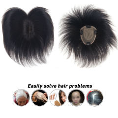 LyricalHair 11x13CM Straight Cover Up Hairpiece 100% Human Hair Topper  Middle Part Clip In On Hair Best Hair Loss And Thinning Hair Solution A3