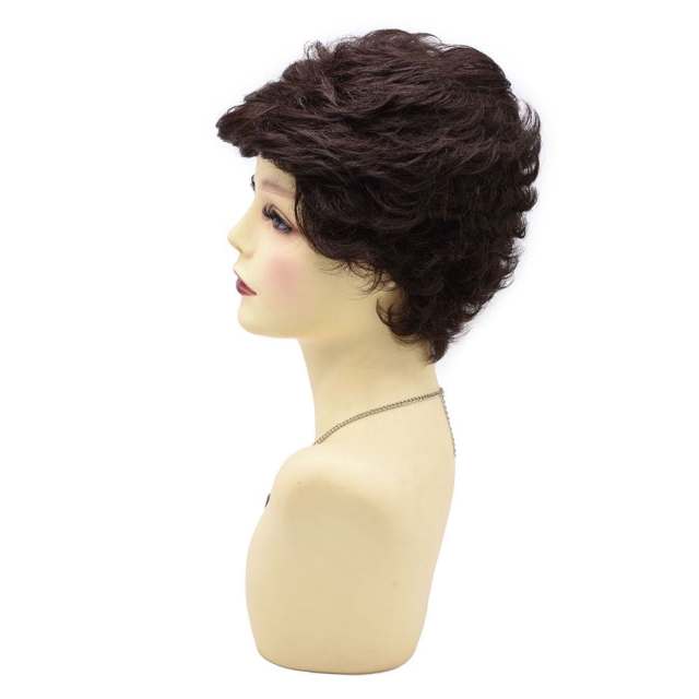 Black Short Wavy Classic Full Wigs Layered for Women Natural Looking Heat Resistant Replacement Wig For Women Breathable and Comfortable. Women's Hair