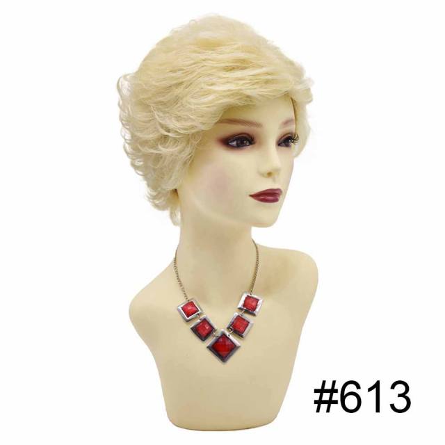 LyricalHair Short Wigs With Bangs Ombre Blonde Pixie Cut Synthetic Hair Wigs for Black/White Women Natural Wavy Daily Wigs