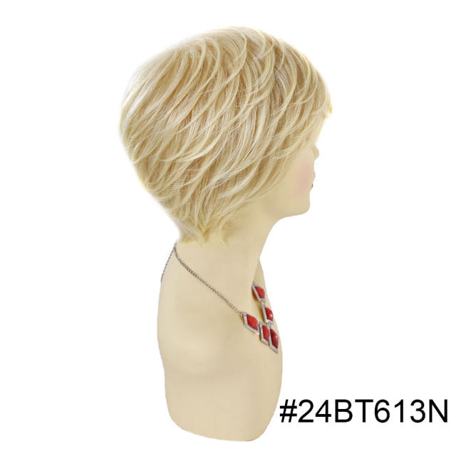 Pixie Cut Wigs Short Stylish Fluffy Layered Wigs Replacement Wigs with Side Bangs Breathable and Comfortable Women's Hair System. #R1085A