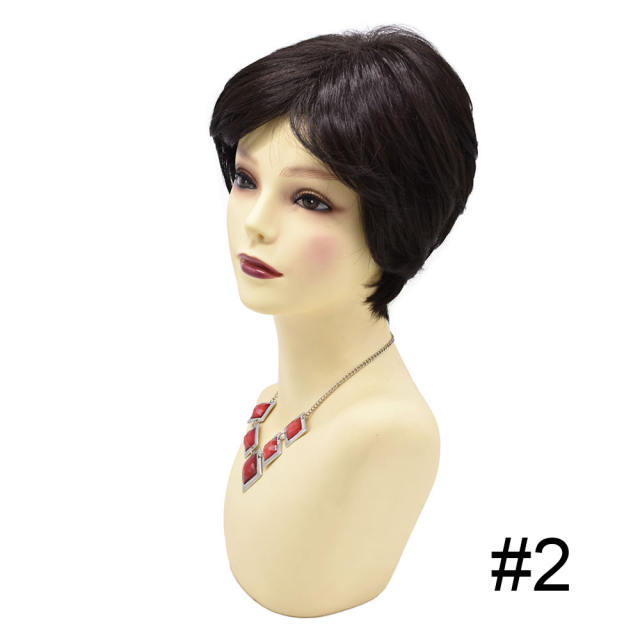 LyricalHair Synthetic Short Wigs For Women, Machine Made Premium Quality Pixie Cut Wig With Bangs,Natural Heat Friendly Wigs For Women