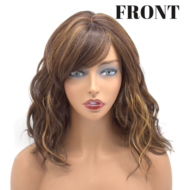 LyricalHair Afro-American Synthetic Lace Front Wavy Wigs Full Cap Curly Style Heat Resistant Shoulder Length Wigs For Black Women