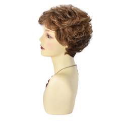 LyricalHair Short Wigs With Bangs Ombre Blonde Pixie Cut Synthetic Hair Wigs for Black/White Women Natural Wavy Daily Wigs