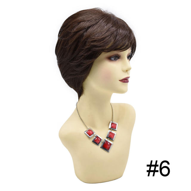 Pixie Cut Wigs Short Stylish Fluffy Layered Wigs Replacement Wigs with Side Bangs Breathable and Comfortable Women's Hair System. #R1085A