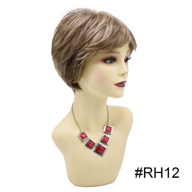 LyricalHair Synthetic Short Wigs For Women, Machine Made Premium Quality Pixie Cut Wig With Bangs,Natural Heat Friendly Wigs For Women