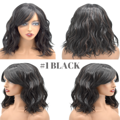 LyricalHair Afro-American Synthetic Lace Front Wavy Wigs Full Cap Curly Style Heat Resistant Shoulder Length Wigs For Black Women