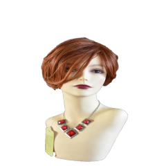 LyricalHair Maxine Burgundy Wine Wig Synthetic Hair Wig for Women With Side Part Bangs Natural Straight Red Layered Hair for Daily Use