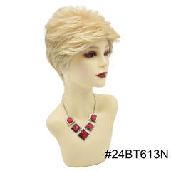 Short Shaggy Layered Wig for Women Kanekalon Premium Synthetic Wavy Blonde Hair Breathable, Comfortable, Natural