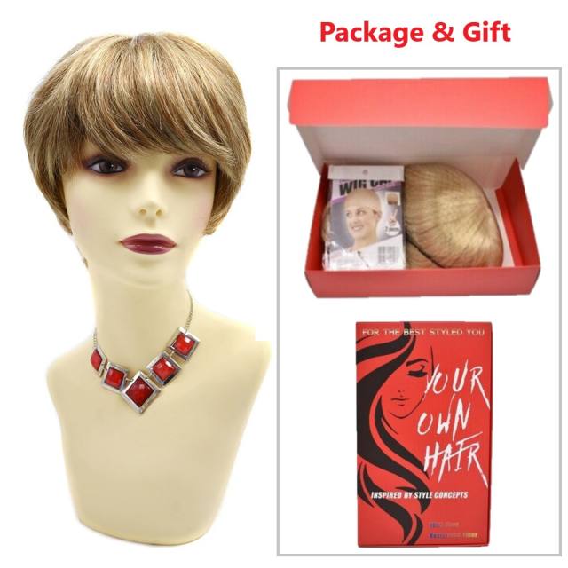 LyricalHair Ladies Short Synthetic Wigs ABBY Heat Resistant Mono Top Full Cap Fiber Wig Multi-Layered Breathable Natural Looking Wigs