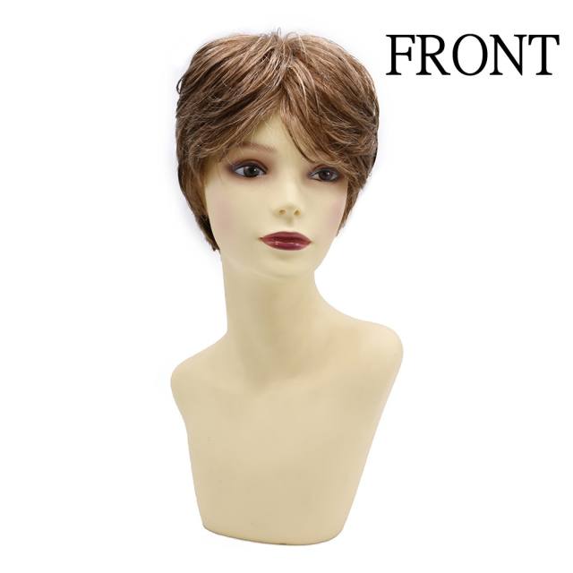 LyricalHair Fashionable Synthetic Monofilament Short Wigs for Women Multi-Layered Mono Ladies Wigs Handtied Heat Resistant Light Blonde Full Cap Wig