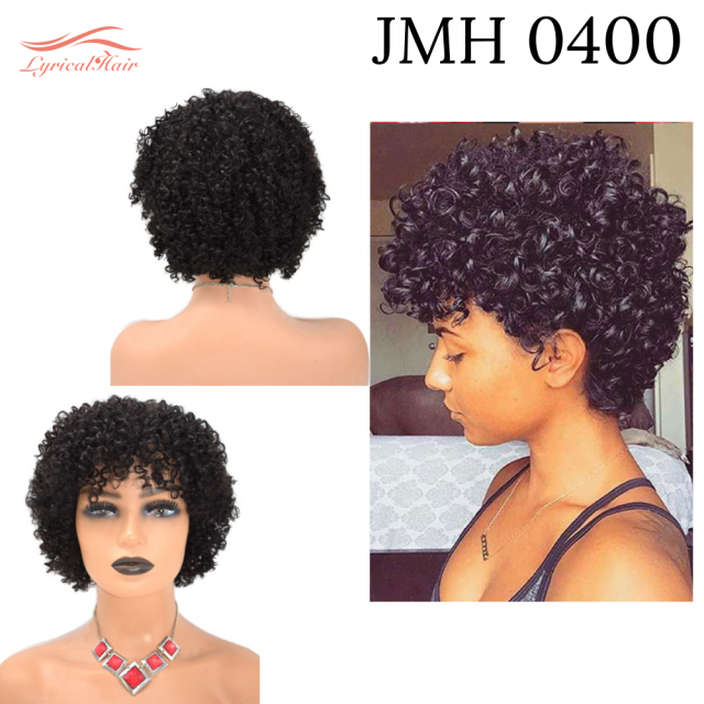 Natural Afro Kinky Curly 100% Human Hair Wigs For Women Short Soft Human Hair (JMH 0400)