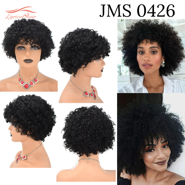 Human Hair Afro Kinky Curly Wigs with Bangs for Black Women Cheao price (JMS 0426)