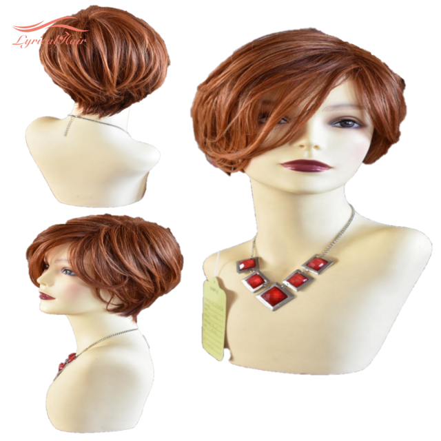 LyricalHair Maxine Burgundy Wine Wig Synthetic Hair Wig for Women With Side Part Bangs Natural Straight Red Layered Hair for Daily Use