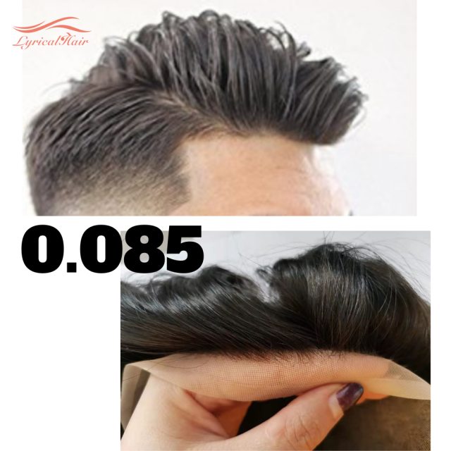 LyricalHair Fine Welded Mono Men's Hair System, Breathable Full Lace Men's Toupee,Slight Wave Natural Looking Durable Mono Men's Hairpieces