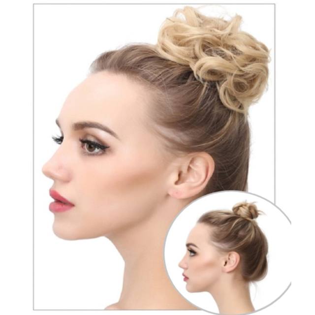 LyricalHair Synthetic Messy Hair Up Do Bun Extension With Elastic Scrunchie Wrap Around Hair Ponytail Hairpiece For Women