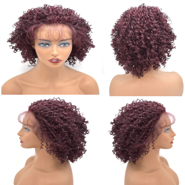 LyricalHair Afro- American Synthetic Lace Front Wig Classic Cap Heat Resistant Hairpiece For Women Cosplay Daily Use FLW-70