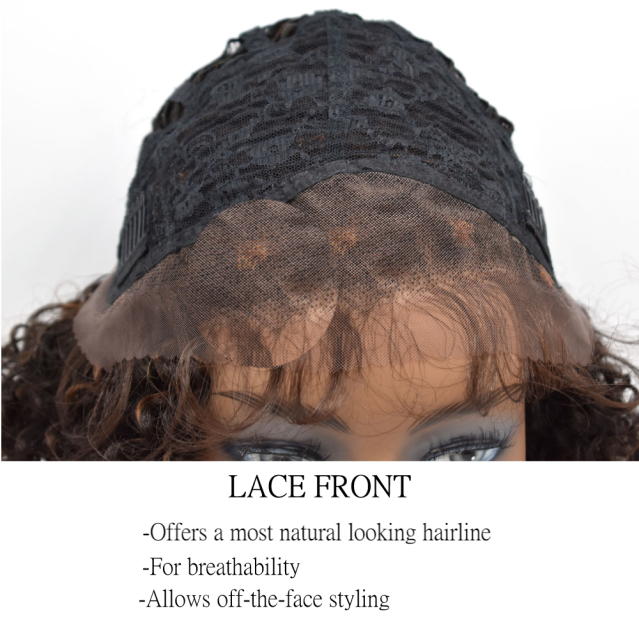 LyricalHair Afro- American Synthetic Lace Front Wig Classic Cap Heat Resistant Hairpiece For Women Cosplay Daily Use FLW-70