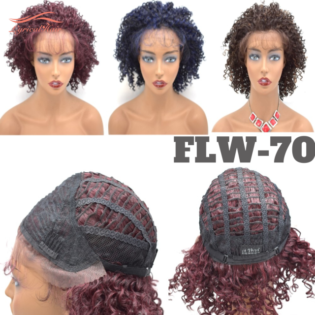 LyricalHair Afro- American Synthetic Lace Front Wig Classic Cap Heat Resistant Hairpiece For Women Cosplay Daily Use FLW-70