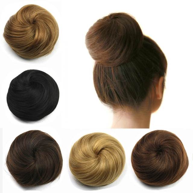 LyricalHair Ladies Human Hair Classic Up Do Drawstring Elastic Scrunchie Chignon Ponytail,Donut Roller Bun Hair Extension