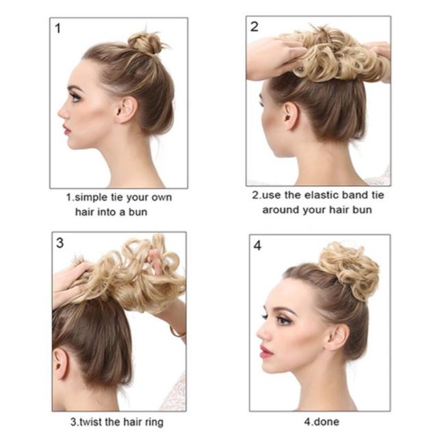 LyricalHair Synthetic Messy Hair Up Do Bun Extension With Elastic Scrunchie Wrap Around Hair Ponytail Hairpiece For Women