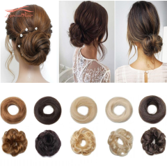 LyricalHair Real Human Hair Bun Chignon Hair Extension Wrap Around Donut Style Rubber Band Scrunchie Fashionable Hair Extension For Women