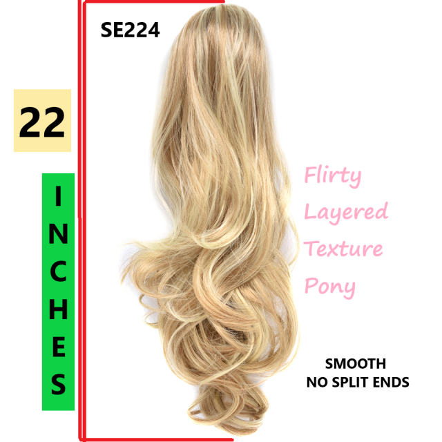 Long Wavy Chic Claw Jaw Clip Ponytail Flirty-Layered Texture Pony 22" Hair Extension SE224