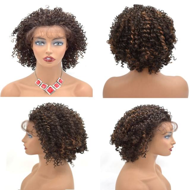 LyricalHair Afro- American Synthetic Lace Front Wig Classic Cap Heat Resistant Hairpiece For Women Cosplay Daily Use FLW-70