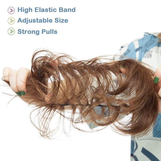 LyricalHair Real Human Hair Bun Chignon Hair Extension Wrap Around Donut Style Rubber Band Scrunchie Fashionable Hair Extension For Women