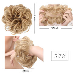 LyricalHair Add-On Deal Messy Hair Up Do Bun Curly Chignon With Elastic Scrunchie Wrap With 1 Box 3D Faux Mink Eyelashes