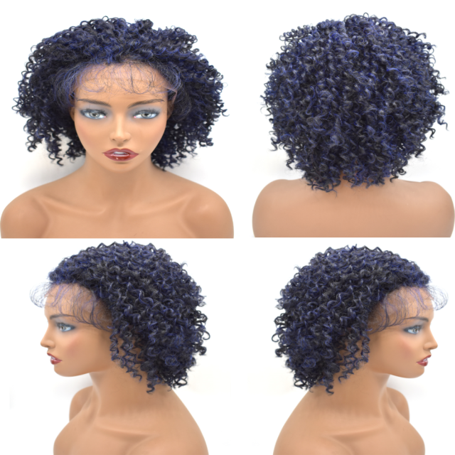 LyricalHair Afro- American Synthetic Lace Front Wig Classic Cap Heat Resistant Hairpiece For Women Cosplay Daily Use FLW-70